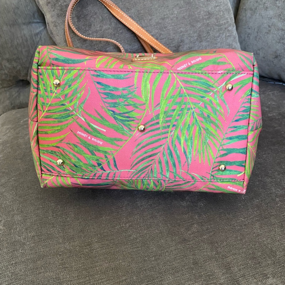 Dooney & Bourke Tropical Pink and Green Tote - Picture 5 of 9